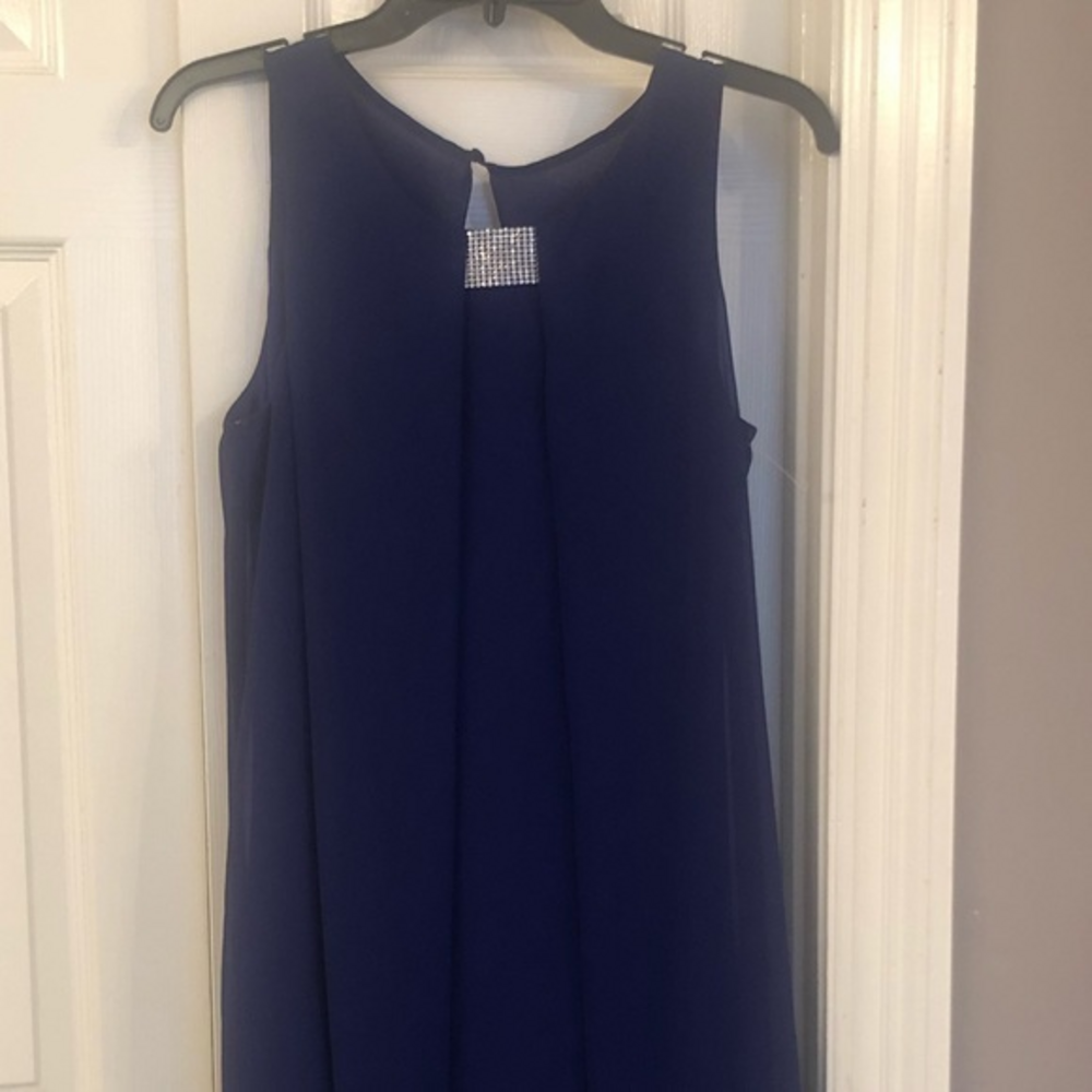 Moroccan blue dress keyhole neckline back‎ crystal insert on the front  neck